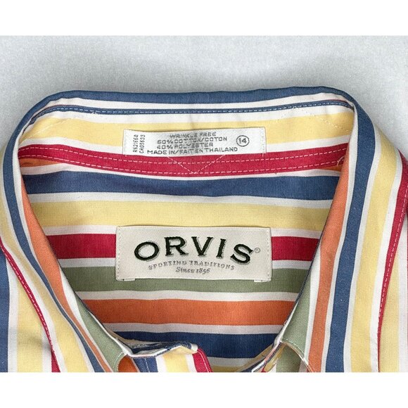 Orvis Blouse Shirt Womans 14 LS Button Front Wrinkle Free Multi Stripes - Picture 3 of 8